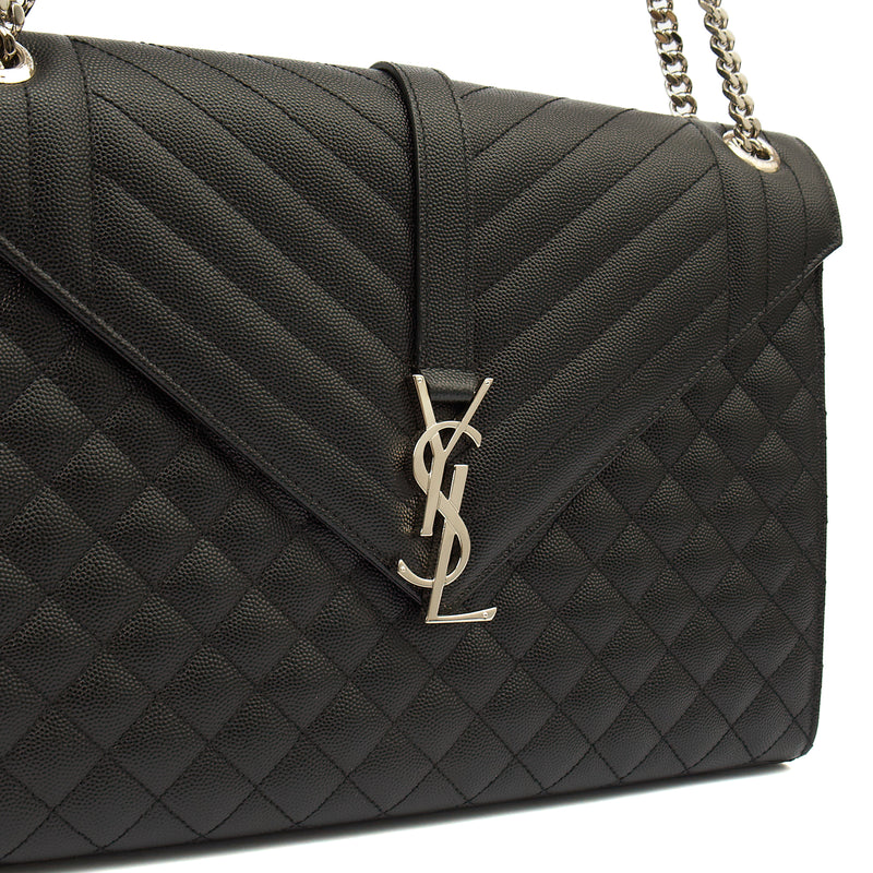 Picture of Saint Laurent Shoulder Bag Envelope - Large in Black, Calfskin Leather