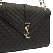 Picture of Saint Laurent Shoulder Bag Envelope - Large in Black, Calfskin Leather