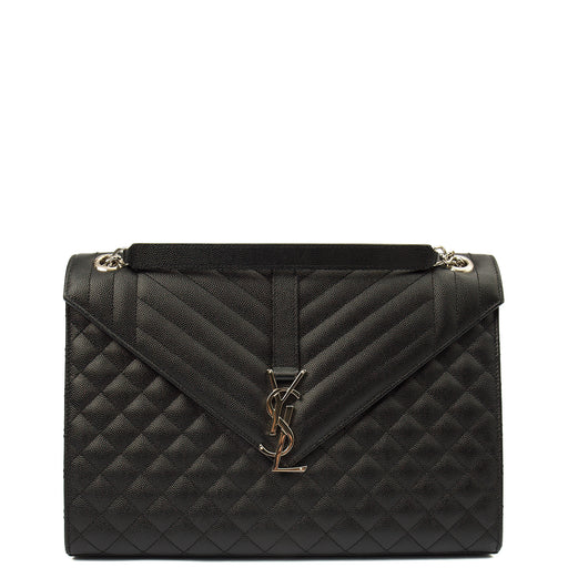 Picture of Saint Laurent Shoulder Bag Envelope - Large in Black, Calfskin Leather