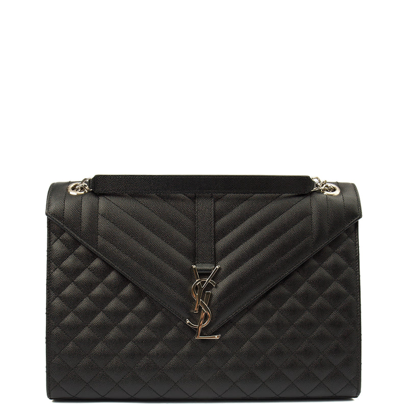 Picture of Saint Laurent Shoulder Bag Envelope - Large in Black, Calfskin Leather