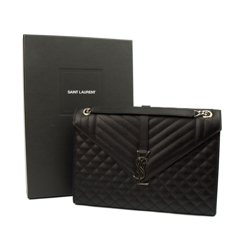 Picture of Saint Laurent Shoulder Bag Envelope - Large in Black, Calfskin Leather