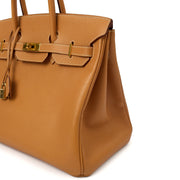 Picture of Hermes Tote Birkin 35 in Gold, Ardennes