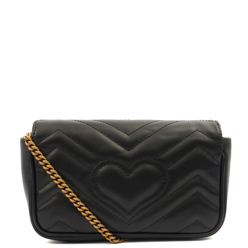 Picture of Gucci Mini Bag Marmont Shoulder Flap Bag - Super Mini in Black, Leather