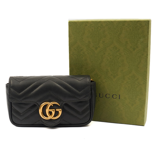 Picture of Gucci Mini Bag Marmont Shoulder Flap Bag - Super Mini in Black, Leather