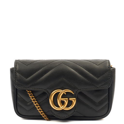 Picture of Gucci Mini Bag Marmont Shoulder Flap Bag - Super Mini in Black, Leather