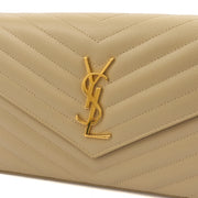 Picture of Saint Laurent Cross Body Envelope Wallet on Chain in White, Leather