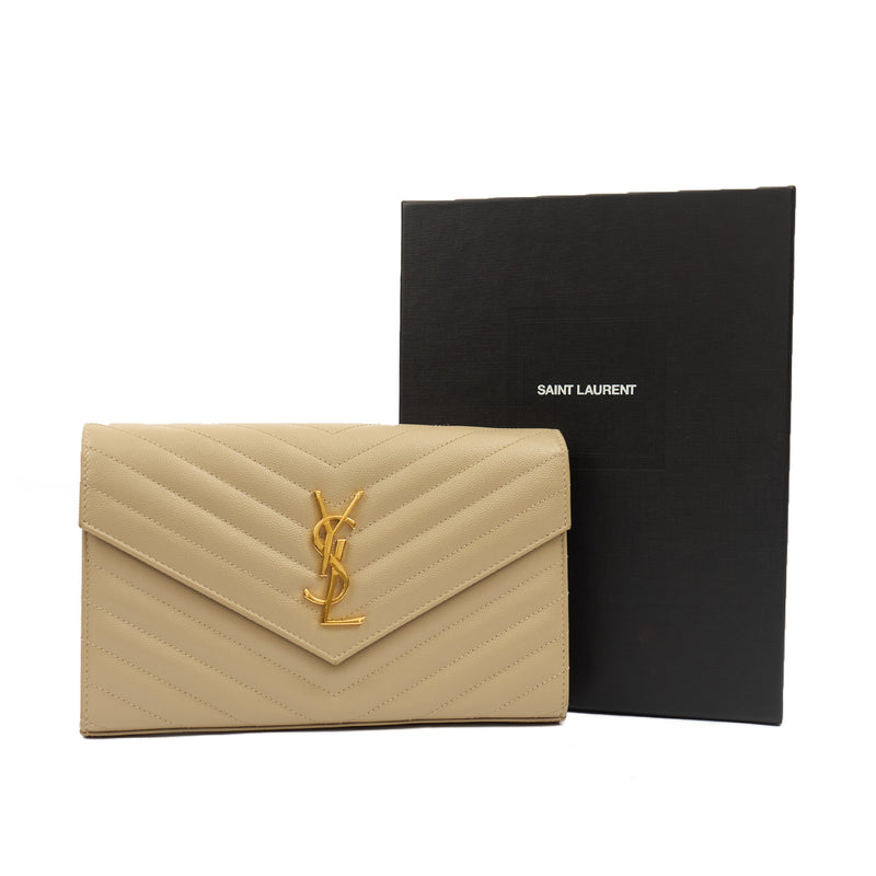 Picture of Saint Laurent Cross Body Envelope Wallet on Chain in White, Leather