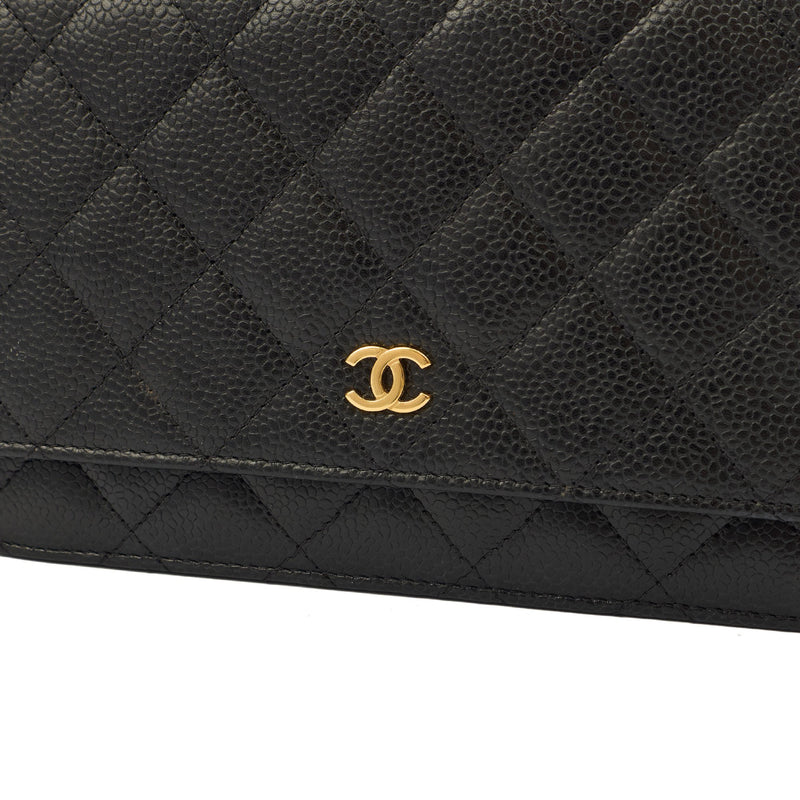 Picture of Chanel Cross Body Wallet on Chain in Black, Caviar Leather