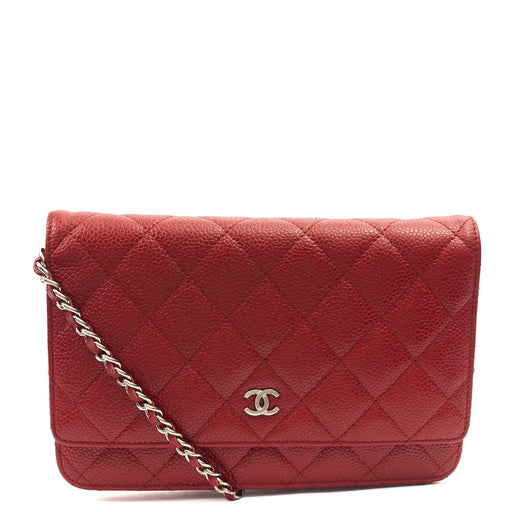 Picture of Chanel Cross Body Wallet on Chain in Red, Caviar Leather