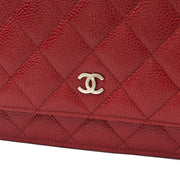 Picture of Chanel Cross Body Wallet on Chain in Red, Caviar Leather