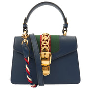 Picture of Gucci Cross Body Sylvie Top Handle Bag in Blue, Leather
