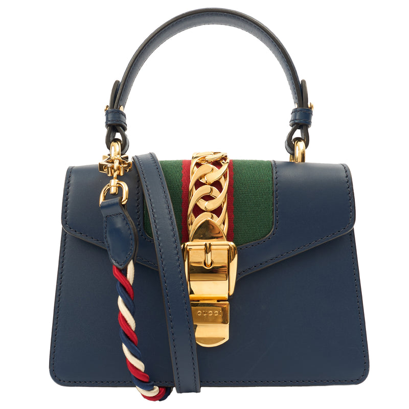 Picture of Gucci Cross Body Sylvie Top Handle Bag in Blue, Leather
