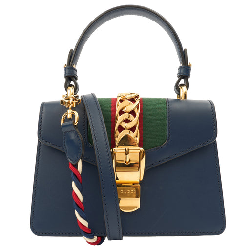 Picture of Gucci Cross Body Sylvie Top Handle Bag in Blue, Leather