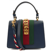 Picture of Gucci Cross Body Sylvie Top Handle Bag in Blue, Leather