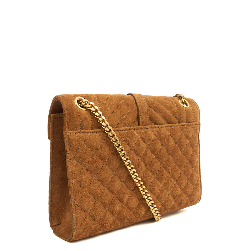 Picture of Saint Laurent Cross Body Envelope Shoulder Bag - Small in Brown, Suede