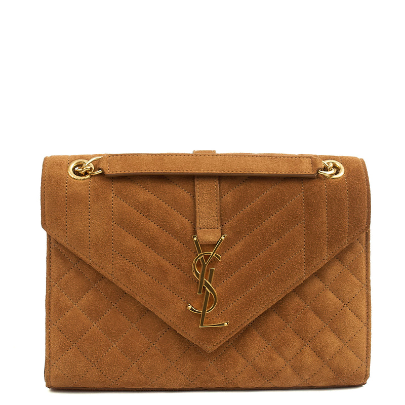 Picture of Saint Laurent Cross Body Envelope Shoulder Bag - Small in Brown, Suede