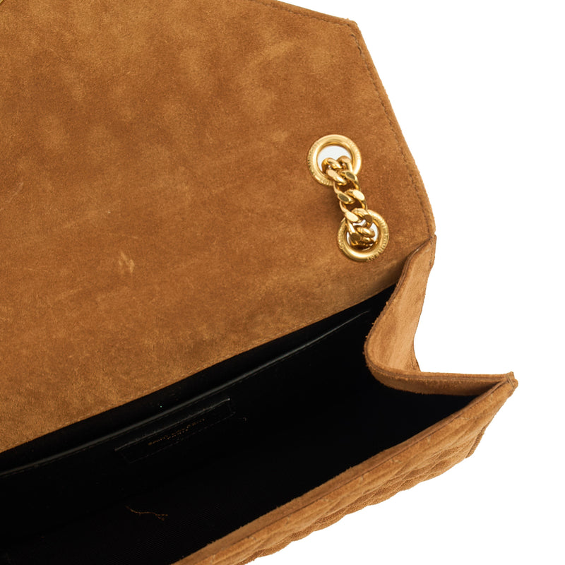 Picture of Saint Laurent Cross Body Envelope Shoulder Bag - Small in Brown, Suede