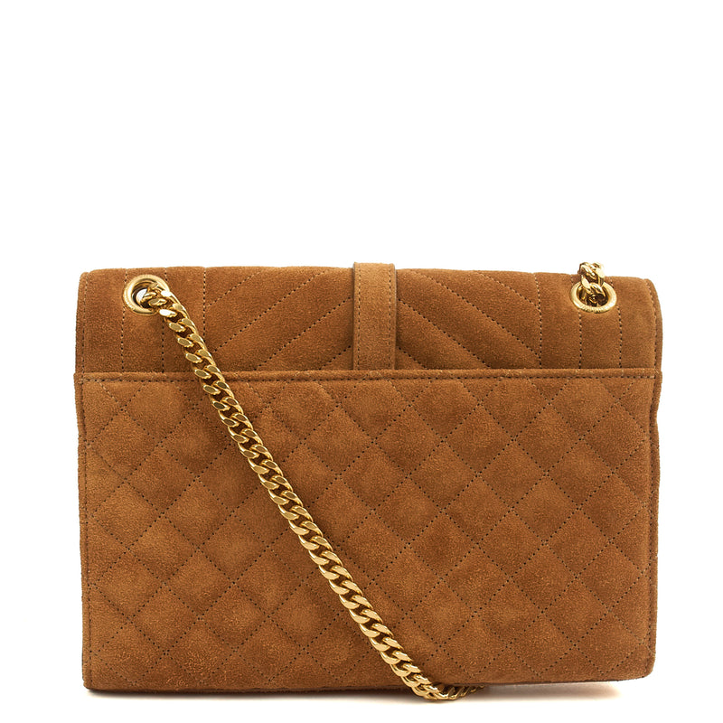 Picture of Saint Laurent Cross Body Envelope Shoulder Bag - Small in Brown, Suede