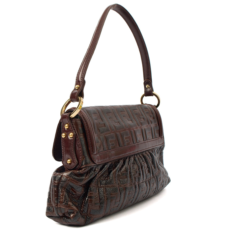 Picture of Fendi Shoulder Bag Chef Flap Bag in Brown, Leather