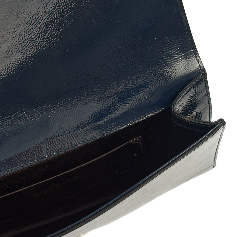 Picture of Saint Laurent Clutch Cassandra Clutch in Blue, Patent Leather