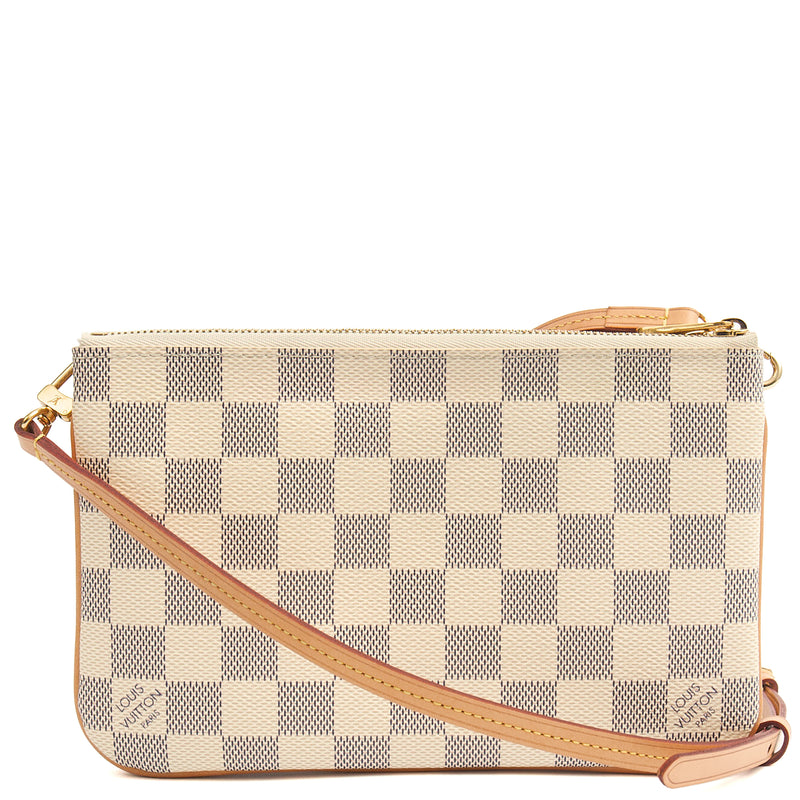 Picture of Louis Vuitton Cross Body Double Zip Pochette in Damier Azur, Canvas