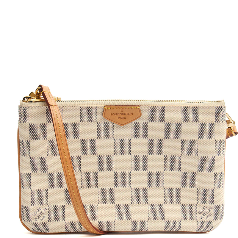 Picture of Louis Vuitton Cross Body Double Zip Pochette in Damier Azur, Canvas