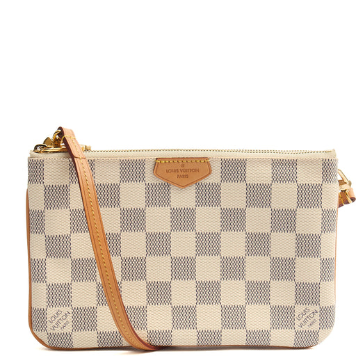 Picture of Louis Vuitton Cross Body Double Zip Pochette in Damier Azur, Canvas