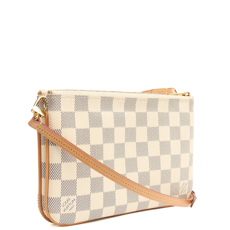 Picture of Louis Vuitton Cross Body Double Zip Pochette in Damier Azur, Canvas