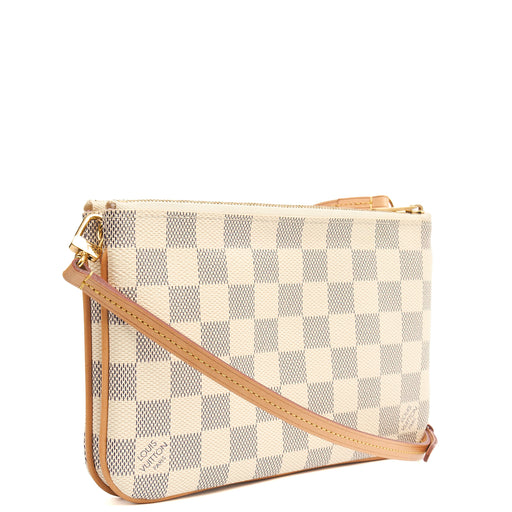 Picture of Louis Vuitton Cross Body Double Zip Pochette in Damier Azur, Canvas