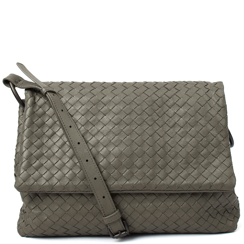 Picture of Bottega Veneta Satchel Intrecciato Messenger in Green, Intrecciato Nappa