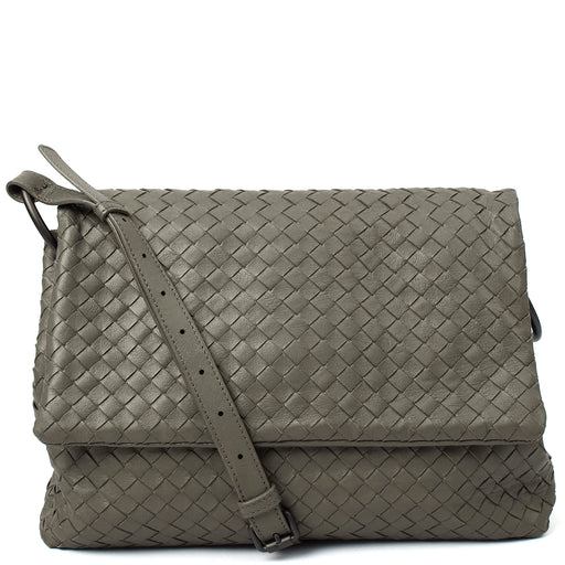 Picture of Bottega Veneta Satchel Intrecciato Messenger in Green, Intrecciato Nappa