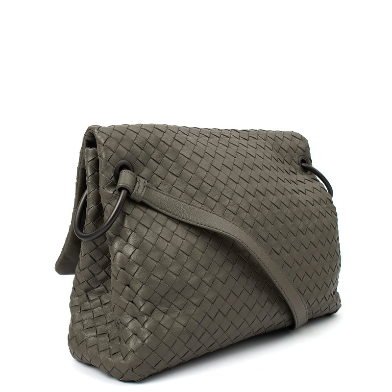 Picture of Bottega Veneta Satchel Intrecciato Messenger in Green, Intrecciato Nappa