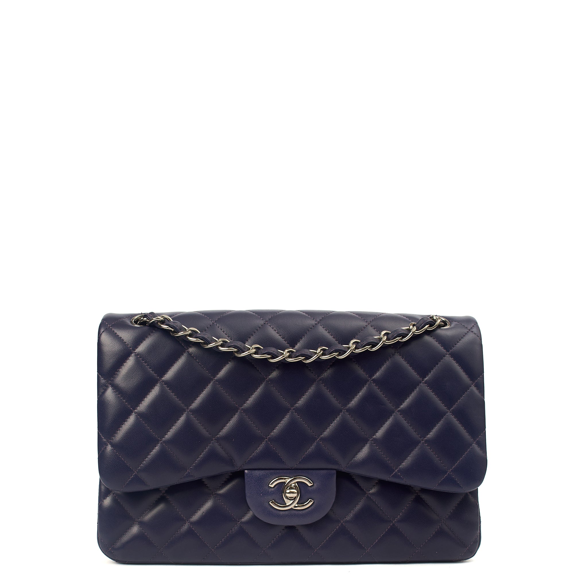 CHANEL ネイビー オープントゥ ハイヒール Chanel Shoulder Bag Classic Double Flap - Large in Purple