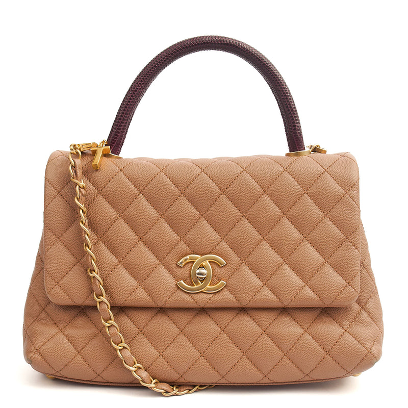 Picture of Chanel Top Handle Coco Handle- Medium  in Cream, Caviar Leather