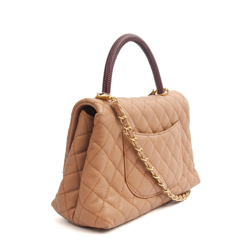 Picture of Chanel Top Handle Coco Handle- Medium  in Cream, Caviar Leather