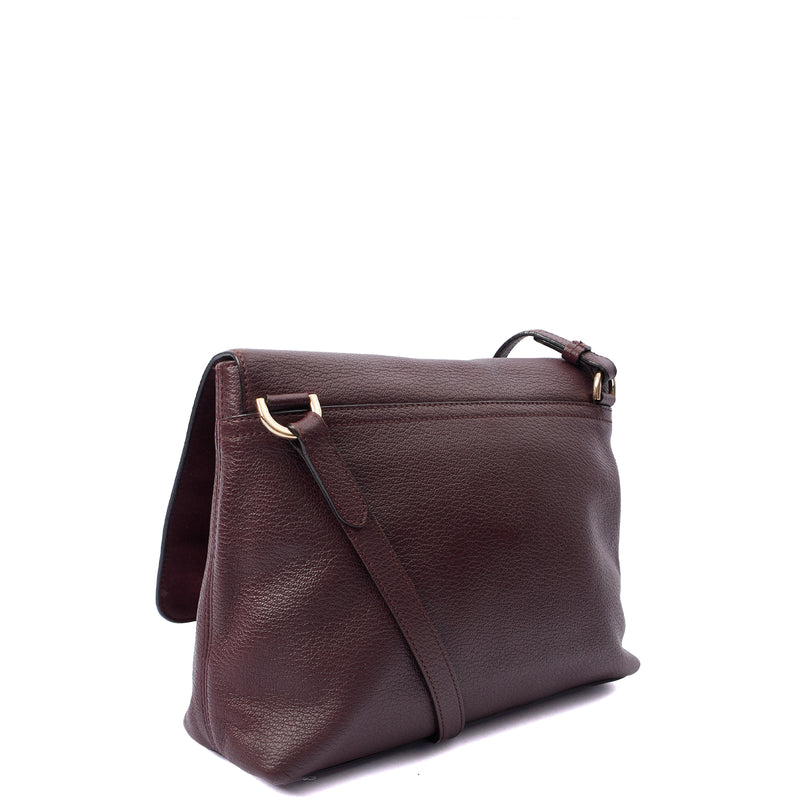 Mulberry Cross Body Freya Satchel in Oxblood, Calfskin Leather