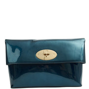 Picture of Mulberry Clutch Postman's Lock Pouch in Blue, Patent Leather