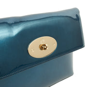 Picture of Mulberry Clutch Postman's Lock Pouch in Blue, Patent Leather