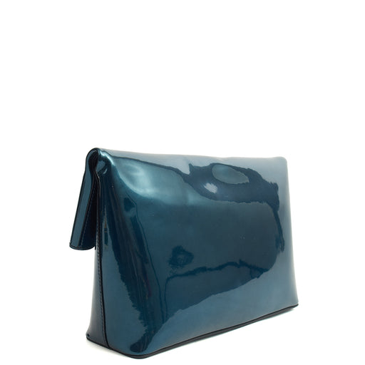 Picture of Mulberry Clutch Postman's Lock Pouch in Blue, Patent Leather