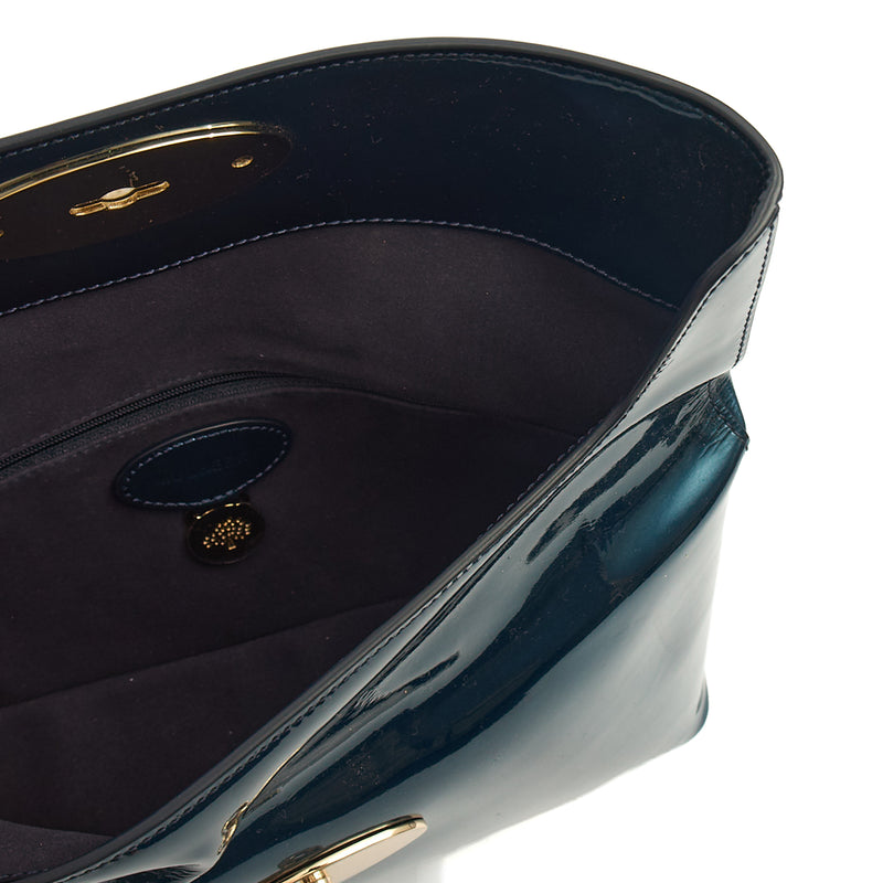 Picture of Mulberry Clutch Postman's Lock Pouch in Blue, Patent Leather