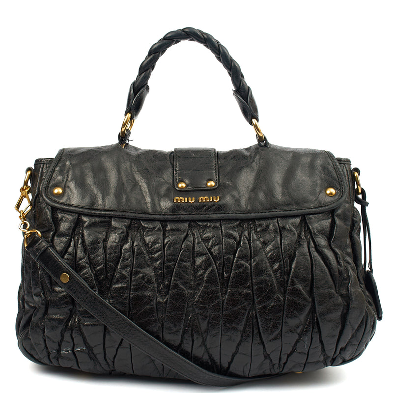 Picture of Miu Miu Cross Body Madras in Black, Patent Leather
