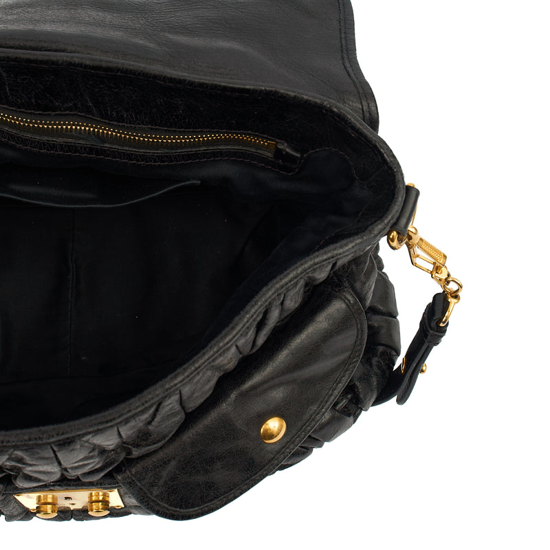 Picture of Miu Miu Cross Body Madras in Black, Patent Leather