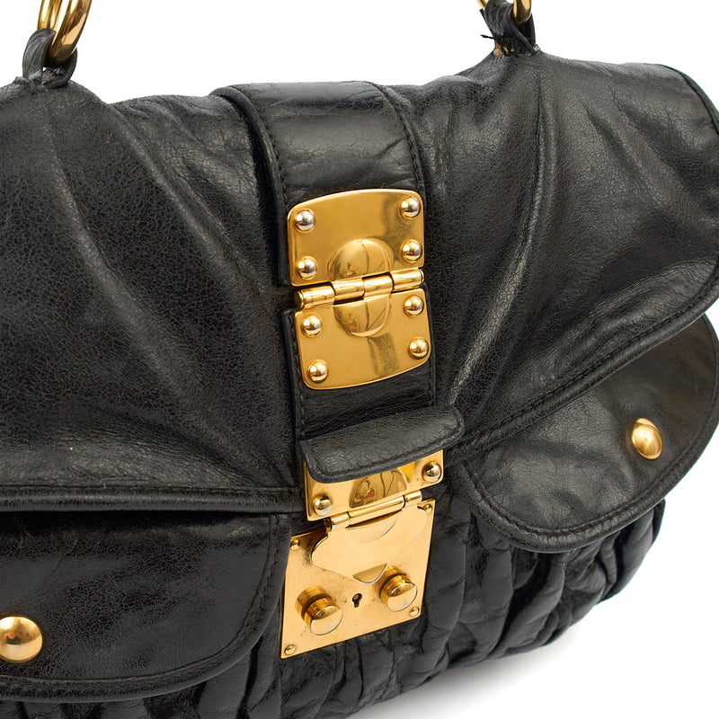 Picture of Miu Miu Cross Body Madras in Black, Patent Leather