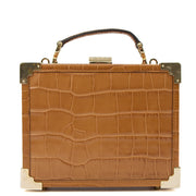 Picture of Aspinal of London Top Handle Trunk in Brown, Exotic Effect Leather