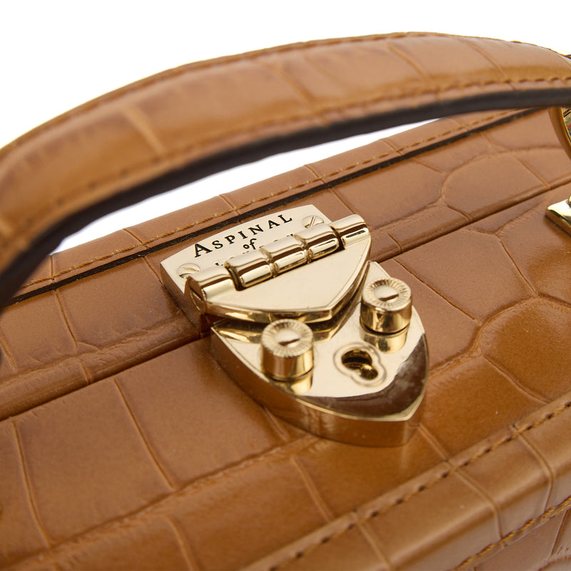 Picture of Aspinal of London Top Handle Trunk in Brown, Exotic Effect Leather
