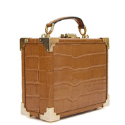 Picture of Aspinal of London Top Handle Trunk in Brown, Exotic Effect Leather