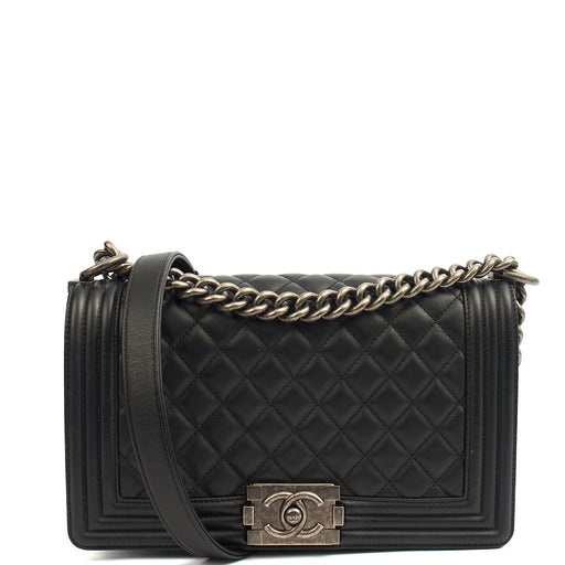 Picture of Chanel Cross Body Boy - Medium in Black, Calfskin Leather