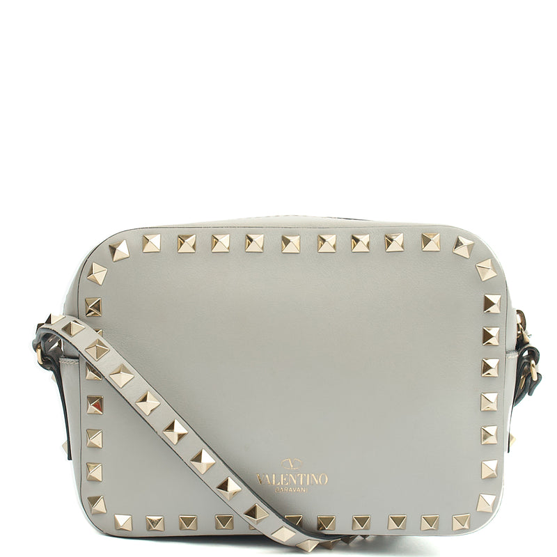 Picture of Valentino Cross Body Rockstud Crossbody Bag - Small in Grey, Leather