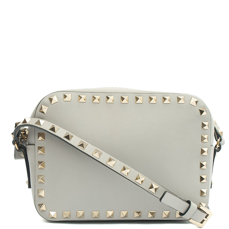 Picture of Valentino Cross Body Rockstud Crossbody Bag - Small in Grey, Leather