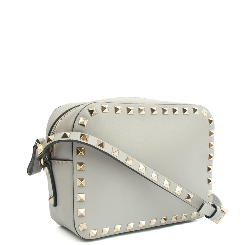 Picture of Valentino Cross Body Rockstud Crossbody Bag - Small in Grey, Leather
